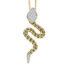 GP Trionfo Kollektion- Kanchanaburi Blauer Saphir, Weißer Zirkon Schmuckset ca. 50 cm 925 Silber 750 Gelb Vergoldet ca. 0.25 ct