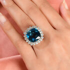 Premium London Blau Topas und Zirkon-Ring, 925 Silber platiniert  ca. 24,16 ct image number 2