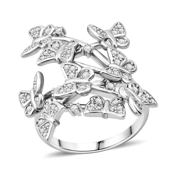 Lustro Stella Weißer Zirkonia Ring 925 Silber rhodiniert (Größe 18.00) image number 3
