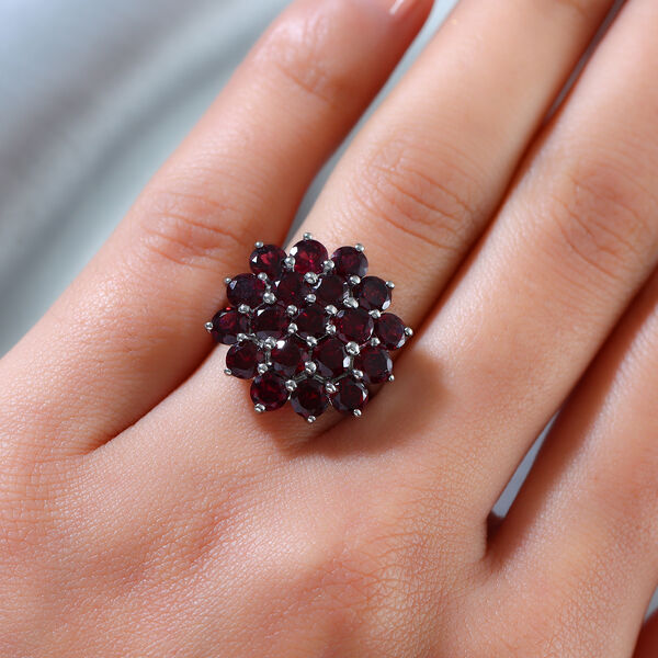 Rhodolith Granat Cluster Ring 925 Silber platiniert  ca. 6,57 ct image number 3