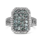 Alexandrit und Zirkon Cluster Ring 925 Silber platiniert (Größe 16.00) ca. 1,69 ct