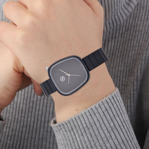 Strada - Japanisches Uhrwerk, Edelstahl Hydraulik-Zifferblatt Armband, 23 cm, schwarz image number 3