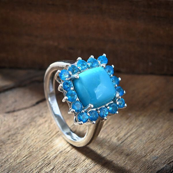 AA Sleeping Beauty Türkis und Neon Apatit Ring - 4,15 ct. image number 2