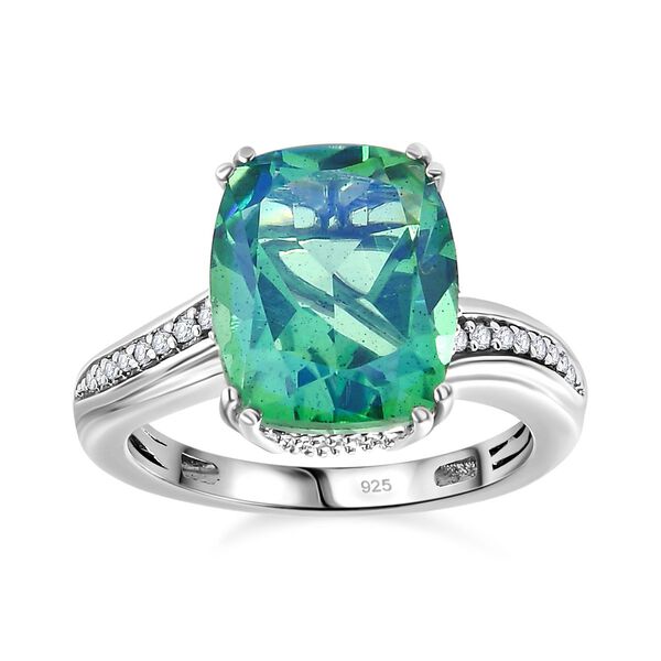 Pfau Quarz Triplette, Weißer Zirkon Ring 925 Silber platiniert (Größe 20.00) ca. 5.58 ct image number 4