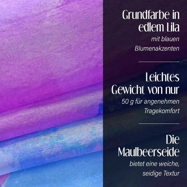 LA MAREY – Satinschal aus Maulbeerseide, Lila mit blauen Akzenten image number 3