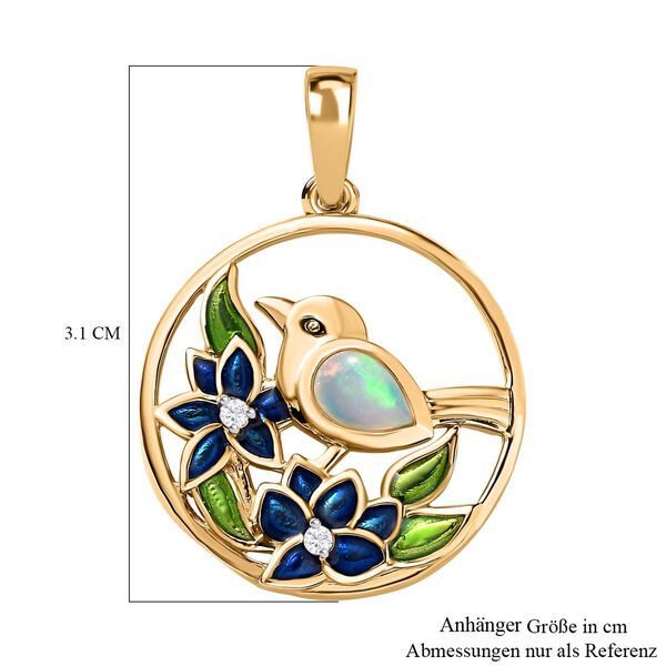 AA nat&uuml;rlicher &auml;thiopischer Welo Opal und Zirkon-Anh&auml;nger - 0,34 ct. image number 7