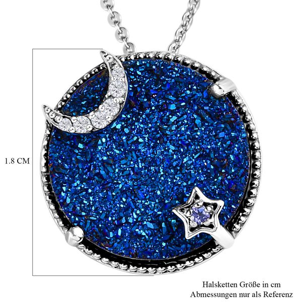 GP Celestial Dream Kollektion - Blauer Drusen Quarz Tansanit, Zirkon und blauer Saphir-Anh&auml;nger mit Kette image number 6