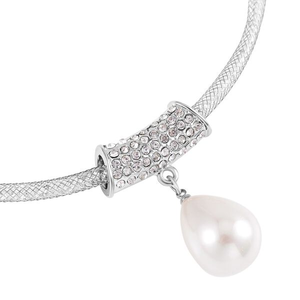 Weiße Muschelkernperle, Weißer Kristall Anhänger mit Kette image number 3