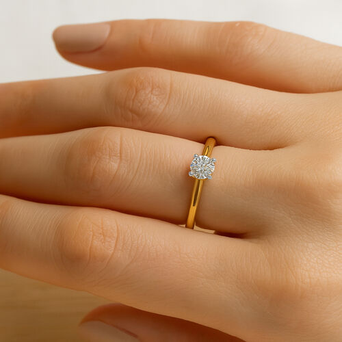 LUXURIANT DIAMOND - Lab Grown Diamant VS-EF SGL zertifiziert Ring, 925 Silber 750 Gelbgold Vermeil (Größe 18.00) ca. 0.50 ct image number 2
