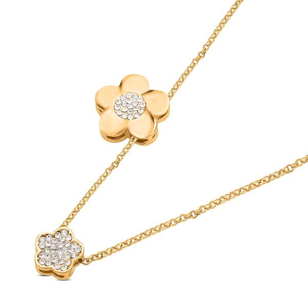 Wei&szlig;e Kristall-Halskette in Goldton, 50 cm - 0,50 ct. image number 3