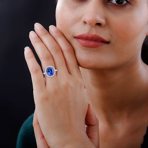 RHAPSODY zertifiziert und gepr&uuml;ft AAAA Tansanit und VS-EF Diamant Ring in 950 Platin- 5,75 ct. image number 2