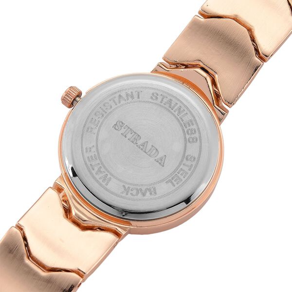 STRADA - Japanisches Uhrwerk, Burgunder Zifferblatt mit goldplattiertem Alloy Armband, 20 cm image number 9