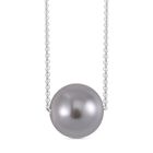 Tahiti-Farbene Muschelkernperle Halskette, (ca. 10mm), ca. 43 cm 925 Silber rhodiniert