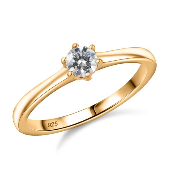 Moissanit Ring 925 Silber Gelbgold Vermeil (Größe 21.00) ca. 0,24 ct image number 3