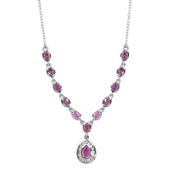 Ilakaka rosa Saphir (Fissure gef&uuml;llt) Collier, ca. 45 cm, 925 Silber platiniert ca. 3.70 ct
