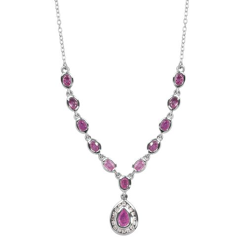 Ilakaka rosa Saphir (Fissure gefüllt) Collier, ca. 45 cm, 925 Silber platiniert ca. 3.70 ct image number 0