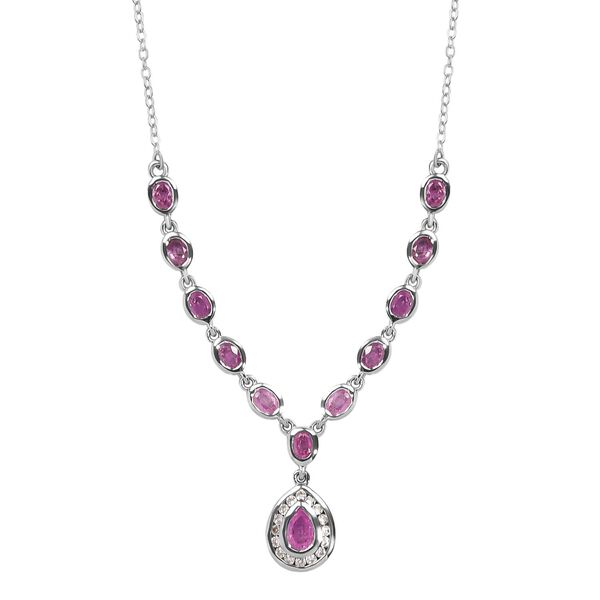 Ilakaka rosa Saphir (Fissure gef&uuml;llt) Collier, ca. 45 cm, 925 Silber platiniert ca. 3.70 ct