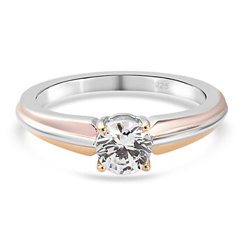 LUSTRO STELLA - feinster Zirkonia Solit&auml;r-Ring, 925 Silber dreifarbige Beschichtung (Gr&ouml;&szlig;e 16.00)