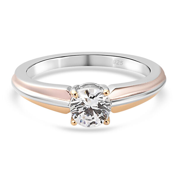 LUSTRO STELLA - feinster Zirkonia Solit&auml;r-Ring, 925 Silber dreifarbige Beschichtung