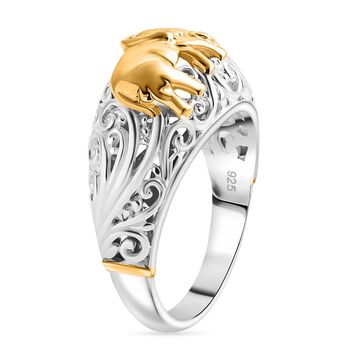 D'Joy Royal Bali &ndash; Zweifarbiger Ring mit Elefantenmotiv