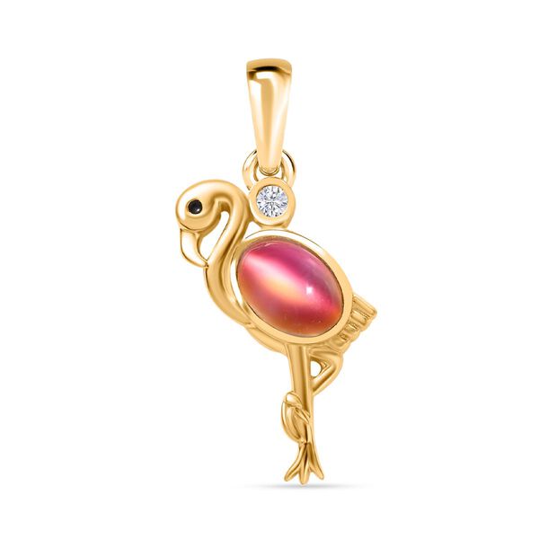 Flamingo Mondstein und Zirkon Anh&auml;nger - 0,97 ct.