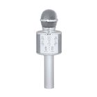 Multifunktions Karaoke Mikrofon und Bluetooth Lautsprecher mit sprachgesteuerten LED - Lichter und Sound - Echo, Silber