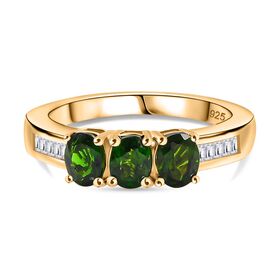 Natürlicher Chromdiopsid und Moissanit-Ring - 1,43 ct.