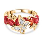 Synthetischer Padparadscha-Saphir, Wei&szlig;er Zirkon Ring 925 Silber 750 Gelbgold Vermeil (Gr&ouml;&szlig;e 17.00) ca. 4,09 ct