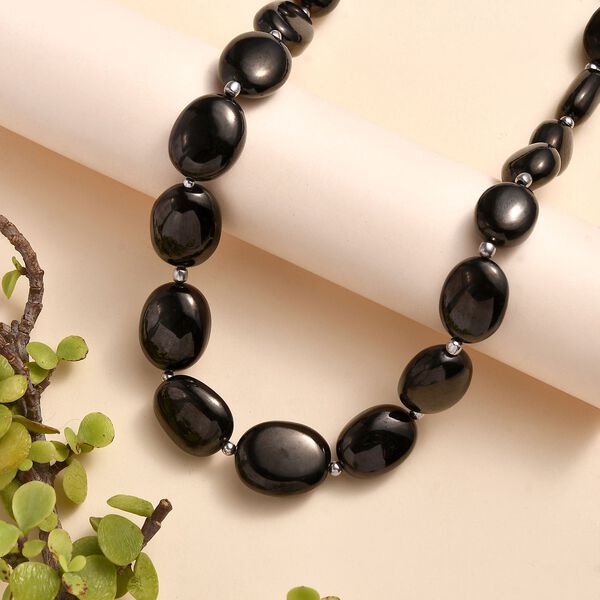 Elite Shungit Halskette ca. 45 cm 925 Silber rhodiniert ca. 175,00 ct. image number 2