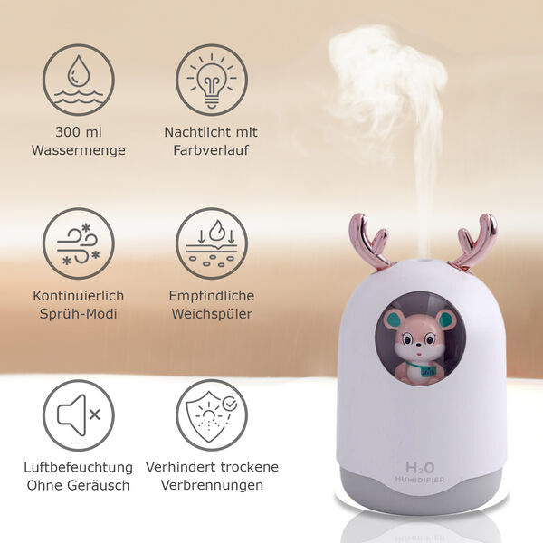 USB-Mini-B&auml;ren-Luftbefeuchter mit farbwechselndem Umgebungslicht, wei&szlig; image number 7