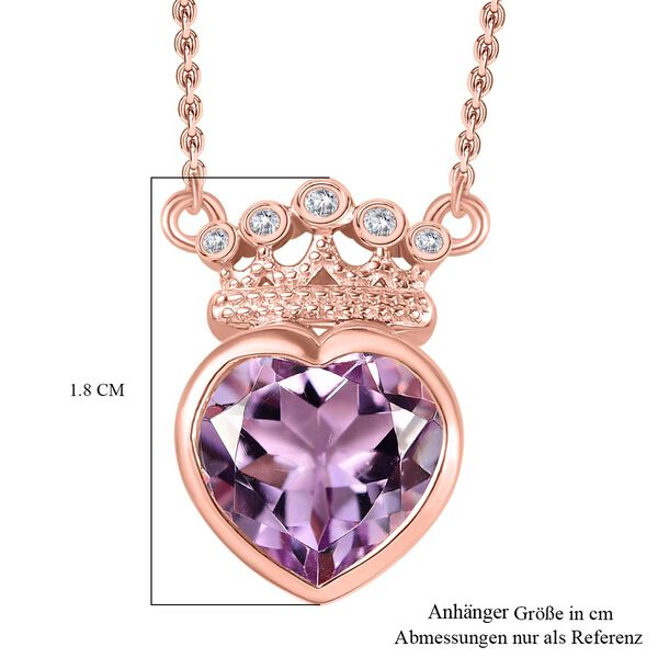 Rose De France Amethyst, Wei&szlig;er Zirkon Halskette ca. 45 cm 925 Silber 750 Ros&eacute;gold Vermeil ca. 3.69 ct image number 6