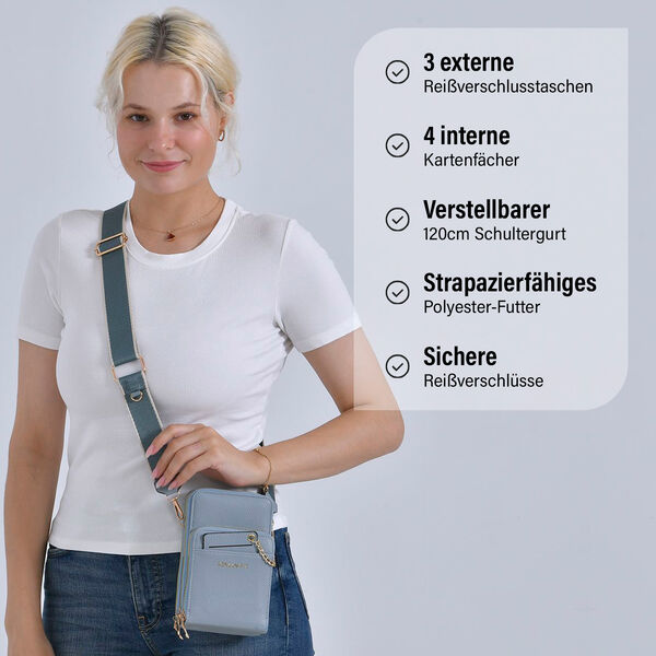 PASSAGE Crossbody Tasche, 18x6,5x11cm, Grau image number 2