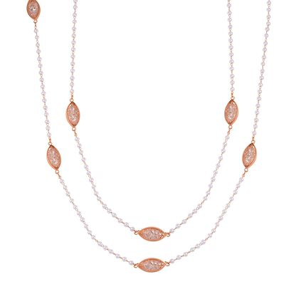 Kunststoff Perle, Wei&szlig;er Kristall Halskette ca. 75 cm Reines Messing