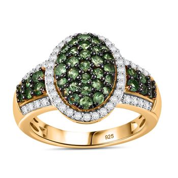 Tsavorite Granat und Zirkon Ring - 1,46 ct.