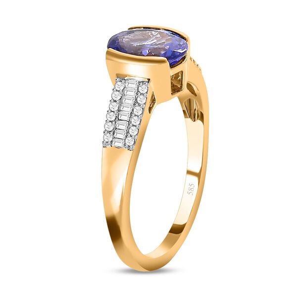 AAA Tansanit und Diamant Ring in 585 Gelbgold - 1,60 ct. image number 5