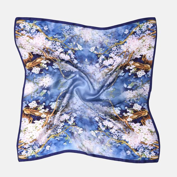 LA MAREY 100% natürlicher Maulbeerseiden Schal
 Material:100% Mulberry silk Größe:52*52cm Weight:30g blue print
 image number 7