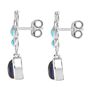 D'Joy AAA Labradorit und Sleeping Beauty T&uuml;rkis Ohrringe - 3,36 ct.