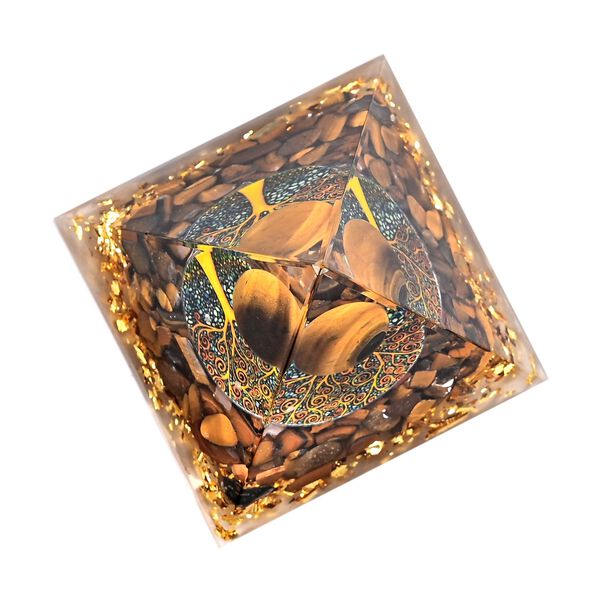LIVMORE Kristall Pyramide Dekoration aus Kristall und Resin 6 cm Gold image number 5