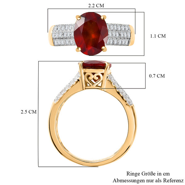 D'Joy AAA Hessonit Granat, Weißer Zirkon Ring 925 Silber 750 Gelbgold Vermeil (Größe 18.00) ca. 3,46 ct image number 6