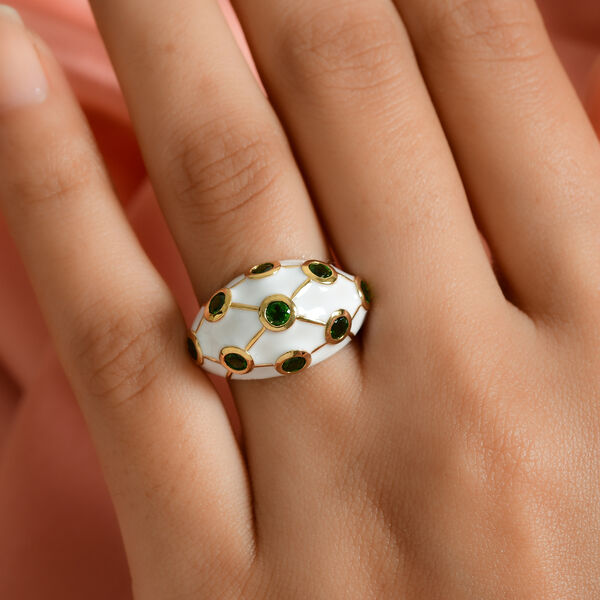 Natürlicher Chromdiopsid Ring 925 Silber vergoldet  ca. 0,61 ct image number 3