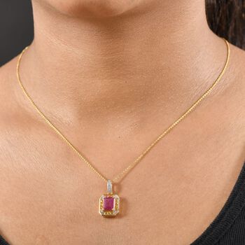 D'Joy AA Afrikanischer Rubin (Fissure gef&uuml;llt), Gelber Saphir Anh&auml;nger mit Kette ca. 50 cm 925 Silber 750 Gelbgold Vermeil ca. 2.81 ct