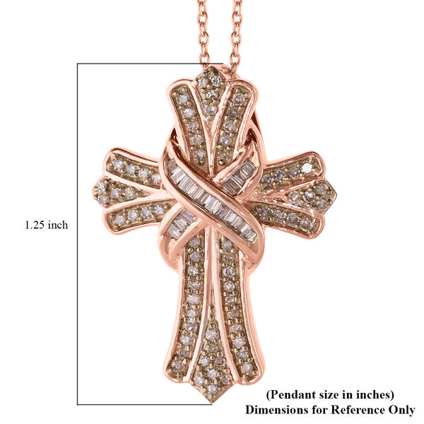 Natürlicher Champagner Diamant P3 Anhänger 925 Silber Roségold Vermeil ca. 0,50 ct. image number 2