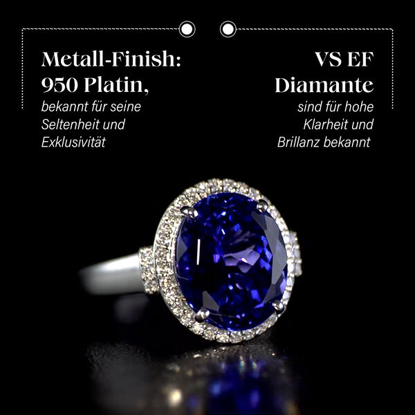 RHAPSODY AAAA Tansanit und VS EF Diamant Halo-Ring in 950 Platin - 	9,04 ct. image number 3