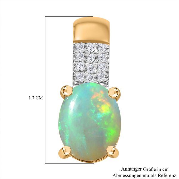 AA Nat&uuml;rlicher, &auml;thiopischer Welo Opal, Moissanit Anh&auml;nger 925 Silber Gelbgold Vermeil ca. 1,19 ct. image number 5