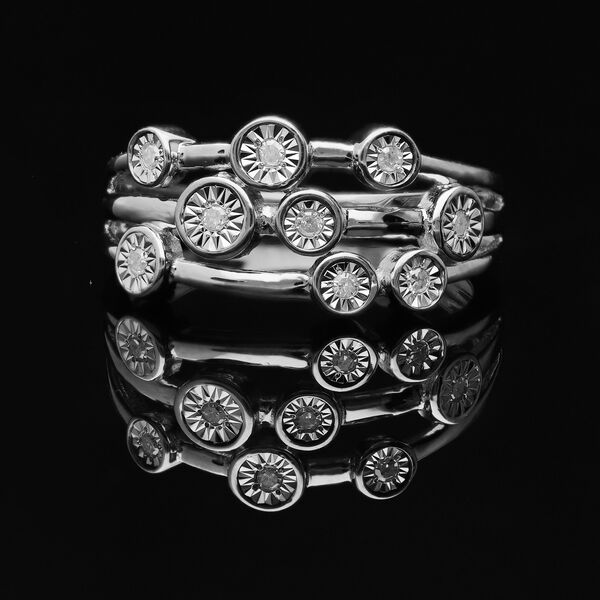 Wei&szlig;er Diamant P Ring 925 Silber platiniert (Gr&ouml;&szlig;e 17.00) ca. 0,10 ct image number 8