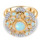 Ballerina Bloom AA Natürlicher, äthiopischer Welo Opal Ring 925 Silber 750 Gelbgold Vermeil (Größe 19.00) ca. 3.11 ct