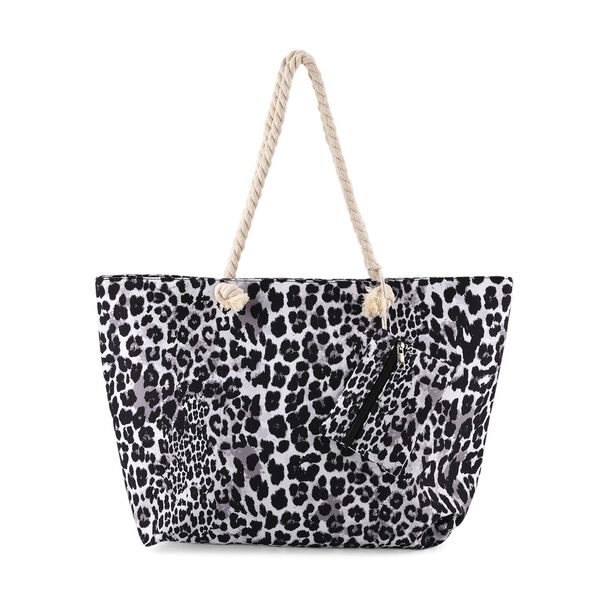 2er Set Leopardenmuster Schultertasche, Gr&ouml;&szlig;e 56 x 36 x 16 cm, Schwarz Wei&szlig;