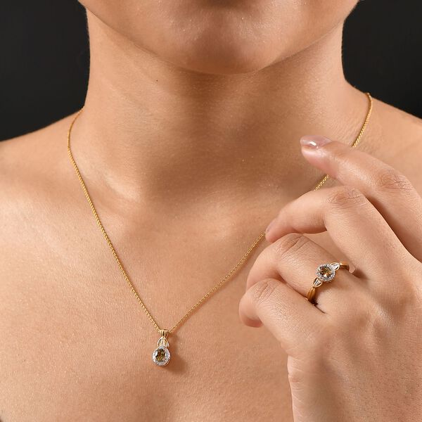 AA Nat&uuml;rliches goldenes Tansanit und Zirkon Schmuckset - 2,88 ct. image number 2