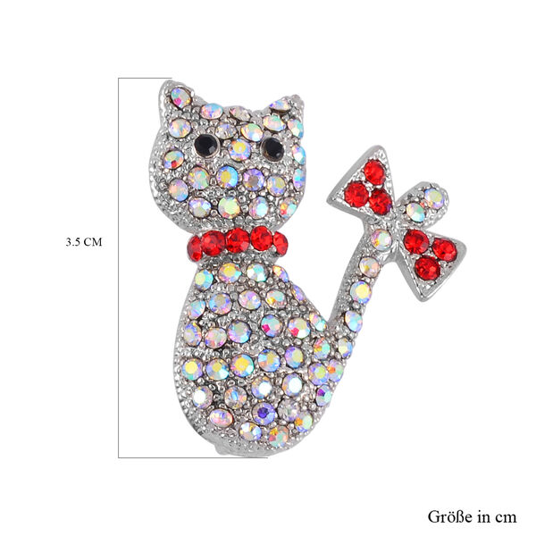 Mehrfarbiger Kristall Brosche, Katze image number 5