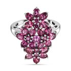 Rhodolith Granat-Ring, 925 Silber platiniert (Größe 17.00) ca. 3,62 ct